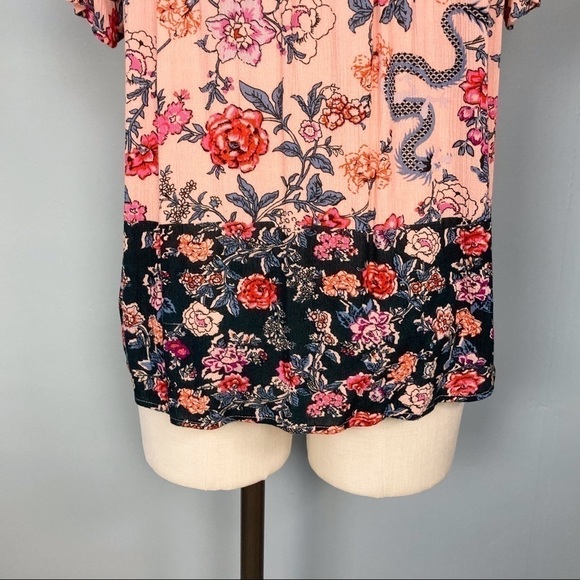 𝅺hippie Laundry Floral Dragons Tassel Tie Shirt - Picture 9 of 15